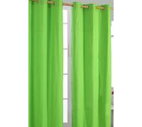 Homescapes Plain Cotton Ready Made Eyelet Curtain Pair In Green Green