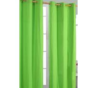 HOMESCAPES Green Eyelet Curtain Pair 117cm (46") Wide x 137cm (54") Drop Plain Heavy Unlined Curtains