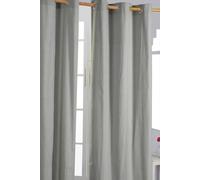 Homescapes Plain Cotton Ready Made Eyelet Curtain Pair In Grey Grey