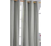 HOMESCAPES Grey Eyelet Curtain Pair 137cm (54") Wide x 182cm (72") Drop Plain Heavy Unlined Curtains