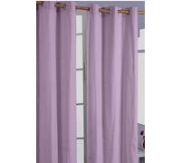 Plain Cotton Ready Made Eyelet Curtain Pair Homescapes Mauve 140cm width x 183cm drop