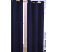 Homescapes Plain Cotton Ready Made Eyelet Curtain Pair In Navy Navy