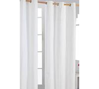 Homescapes Cotton Plain Ready Made Eyelet Curtain Pair - Off White / 228cm