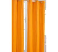Plain Cotton Ready Made Eyelet Curtain Pair Homescapes Orange 117cm width x 137cm drop