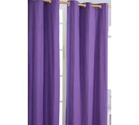 Homescapes Plain Cotton Ready Made Eyelet Curtain Pair In Purple Purple