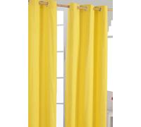HOMESCAPES Yellow Eyelet Curtain Pair 117cm (46") Wide x 137cm (54") Drop Plain Heavy Unlined Curtains