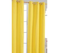Homescapes Plain Cotton Ready Made Eyelet Curtain Pair In Yellow Yellow 117cm width x 137cm drop