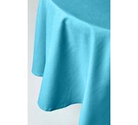 HOMESCAPES Blue Table Cloth, Plain Cotton Round Tablecloth, Handcrafted & Durable Dining Table Cover with Hem Stitch, Hypoallergenic, Washable, 178cm