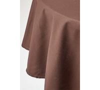 HOMESCAPES Brown Table Cloth, Plain Cotton Round Tablecloth, Handcrafted & Durable Dining Table Cover with Hem Stitch, Hypoallergenic, Washable, Chocolate Brown - 178cm