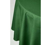 HOMESCAPES Green Table Cloth, Plain Cotton Round Tablecloth, Handcrafted & Durable Dining Table Cover with Hem Stitch, Hypoallergenic, Washable, Dark Green - 178cm