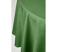 HOMESCAPES Green Table Cloth, Plain Cotton Round Tablecloth, Handcrafted & Durable Dining Table Cover with Hem Stitch, Hypoallergenic, Washable, Dark Green - 137 x 137cm