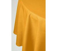 HOMESCAPES Yellow Table Cloth, Plain Cotton Round Tablecloth, Handcrafted & Durable Dining Table Cover with Hem Stitch, Hypoallergenic, Washable, Mustard Yellow - 178cm