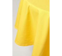 HOMESCAPES Yellow Table Cloth, Plain Cotton Round Tablecloth, Handcrafted & Durable Dining Table Cover with Hem Stitch, Hypoallergenic, Washable, 178cm