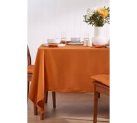 HOMESCAPES Orange Table Cloth, Plain Cotton Tablecloth, Square, Handcrafted & Durable Dining Table Cover with Hem Stitch, Hypoallergenic, Washable, Burnt Orange - 137 x 137cm