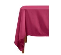 HOMESCAPES Purple Table Cloth, Plain Cotton Tablecloth, Square, Handcrafted & Durable Dining Table Cover with Hem Stitch, Hypoallergenic, Washable, Plum - 137 x 137cm