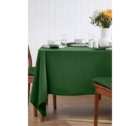 HOMESCAPES Green Table Cloth, Plain Cotton Tablecloth, Rectangular, Handcrafted & Durable Dining Table Cover with Hem Stitch, Hypoallergenic, Washable, Dark Green - 137 x 178cm