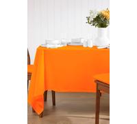 HOMESCAPES Orange Table Cloth, Plain Cotton Tablecloth, Rectangular, Handcrafted & Durable Dining Table Cover with Hem Stitch, Hypoallergenic, Washable, 137 x 178cm