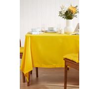 HOMESCAPES Yellow Table Cloth, Plain Cotton Tablecloth, Rectangular, Handcrafted & Durable Dining Table Cover with Hem Stitch, Hypoallergenic, Washable, 137 x 178cm