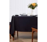 HOMESCAPES Black Table Cloth, Plain Cotton Tablecloth, Large Rectangular, Handcrafted & Durable Dining Table Cover with Hem Stitch, Hypoallergenic, Washable, 137 x 228cm