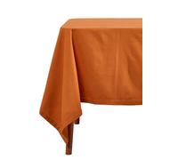 HOMESCAPES Orange Table Cloth, Plain Cotton Tablecloth, Extra Large Rectangular, Handcrafted & Durable Dining Table Cover with Hem Stitch, Hypoallergenic, Washable, Burnt Orange - 178 x 300cm
