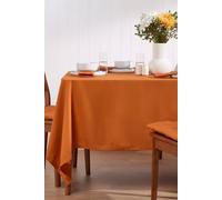 HOMESCAPES Orange Table Cloth, Plain Cotton Tablecloth, Extra Large Rectangular, Handcrafted & Durable Dining Table Cover with Hem Stitch, Hypoallergenic, Washable, Burnt Orange - 178 x 300cm