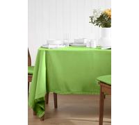 HOMESCAPES Green Table Cloth, Plain Cotton Tablecloth, Extra Large Rectangular, Handcrafted & Durable Dining Table Cover with Hem Stitch, Hypoallergenic, Washable, Lime Green - 178 x 300cm