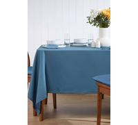 HOMESCAPES Blue Table Cloth, Plain Cotton Tablecloth, Extra Large Rectangular, Handcrafted & Durable Dining Table Cover with Hem Stitch, Hypoallergenic, Washable, Airforce Blue - 178 x 300cm