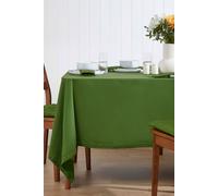 HOMESCAPES Green Table Cloth, Plain Cotton Tablecloth, Extra Large Rectangular, Handcrafted & Durable Dining Table Cover with Hem Stitch, Hypoallergenic, Washable, Olive Green - 178 x 300cm