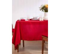 HOMESCAPES Red Table Cloth, Plain Cotton Tablecloth, Extra Large Rectangular, Handcrafted & Durable Dining Table Cover with Hem Stitch, Hypoallergenic, Washable, 178 x 300cm