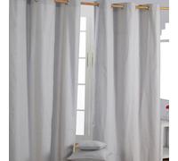 Homescapes Cotton Plain Ready Made Eyelet Curtain Pair - Grey / 228cm