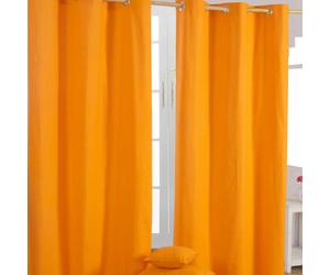 Homescapes Plain Orange Cotton Eyelet Curtains 117 X 137 Cm
