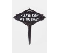 Homescapes Black Metal "Please Keep Off The Grass" Garden Sign with Metal Spike