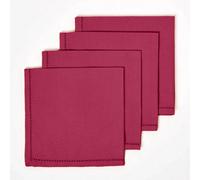 Homescapes Plum Cotton Napkins Set Of 4, Plain Fabric Table Napkins, 45 X 45Cm, Washable & Reusable For Parties, Events & Weddings