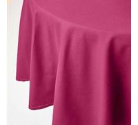 HOMESCAPES Purple Table Cloth, Plain Cotton Round Tablecloth, Handcrafted & Durable Dining Table Cover with Hem Stitch, Hypoallergenic, Washable, Plum - 178cm