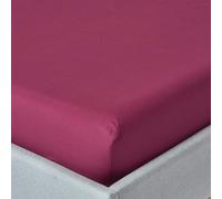 HOMESCAPES Plum Purple Deep Fitted Sheet (12”) King 200 TC 400 Thread Count Equivalent Pure Egyptian Cotton Bed Sheet with Fully Elasticated Skirt