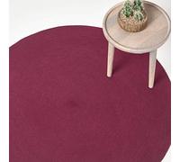 Handmade Woven Braided Oval Rug Homescapes Plum 120cm diameter