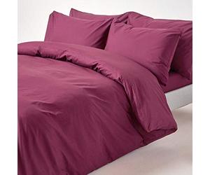 HOMESCAPES Plum Purple Pure Egyptian Cotton Duvet Cover Set Single 200 TC 400 Thread Count Equivalent Pillowcase Included Quilt Cover Bedding Set