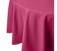 HOMESCAPES Plum Table Cloth, Plain Cotton Round Tablecloth, Handcrafted & Durable Dining Table Cover with Hem Stitch, Hypoallergenic, Washable, Plum - 178cm