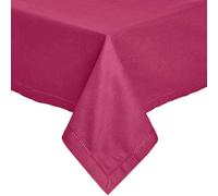 HOMESCAPES Plum Table Cloth, Plain Cotton Tablecloth, Extra Large Rectangular, Handcrafted & Durable Dining Table Cover with Hem Stitch, Hypoallergenic, Washable, Plum - 178 x 300cm