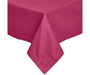 HOMESCAPES Plum Table Cloth, Plain Cotton Tablecloth, Square, Handcrafted & Durable Dining Table Cover with Hem Stitch, Hypoallergenic, Washable, Plum - 137 x 137cm