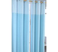 (W 117cm x Drop 137 cm, Blue) Polka Dots Ready Made Eyelet Curtain Pair