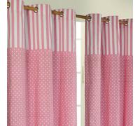 (W 117cm x Drop 137 cm, Pink) Polka Dots Ready Made Eyelet Curtain Pair