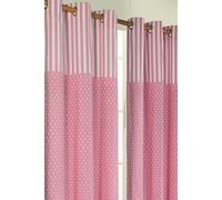 Homescapes Polka Dots Pink Ready Made Eyelet Curtain Pair | Size: 140 cm width x 229 cm drop Homescapes Pink 140 cm width x 229 cm drop
