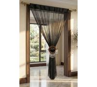 Polyester High Density String Curtain Homescapes Black One Size