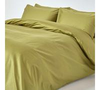 HOMESCAPES Premium 1000 TC Egyptian Cotton Sateen Weave Duvet Cover Set - Olive Green - Single