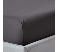 HOMESCAPES Premium 1000 TC Egyptian Cotton Sateen Weave Fitted Sheet - 30 cm Deep - Dark Charcoal Grey - Double