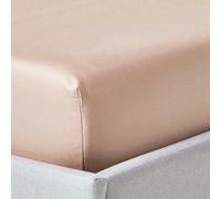 HOMESCAPES Premium 1000 TC Egyptian Cotton Sateen Weave Fitted Sheet - 30 cm Deep - Moonlight Beige - Small Double