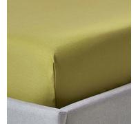 HOMESCAPES Premium 1000 TC Egyptian Cotton Sateen Weave Fitted Sheet - 30 cm Deep - Olive Green - Small Double