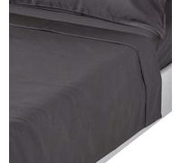 HOMESCAPES Premium 1000 TC Egyptian Cotton Sateen Weave Flat Sheet - Dark Charcoal Grey - Double