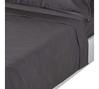 HOMESCAPES Premium 1000 TC Egyptian Cotton Sateen Weave Flat Sheet - Dark Charcoal Grey - Single